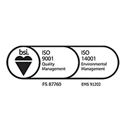 BSI ISO certificate for our manufacturing process